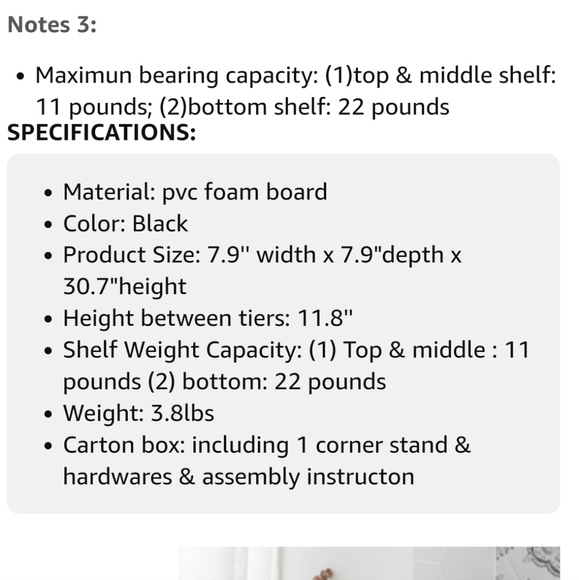 TuoxinEM Black corner shelf, new in box - Picture 3 of 4